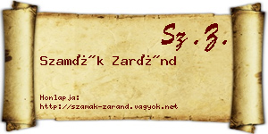 Szamák Zaránd névjegykártya